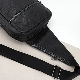 Сумка-рюкзак чоловіча шкіряна Handycover S357 чорна через плече - мініатюра 4