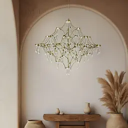 Невесомая золотая Led люстра d80 см Ст. MJ 156-800 Titanium | Line F
