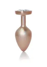 Анальна пробка - Jewellery Pearl Gold Heart Plug Clear M - мініатюра 5
