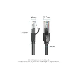 Патч-корд 1м, UTP cat 6 RJ-45 black Vention (IBEBF) - мініатюра 10