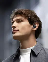 Бездротові спортивні Bluetooth навушники TWS J92 з тканинним зарядним кейсом, сенсорами управління чорні - мініатюра 10