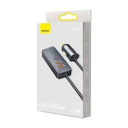 Зарядний пристрій Baseus 2xUSB-C + 2xUSB 120W + extension cord gray (CCBT-A0G) - мініатюра 7