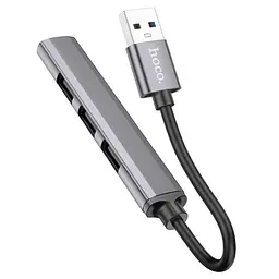 Usb-хаб Hoco HB26 4 in 1 adapter (Usb to Usb3.0+Usb2. 0x3) сірий - мініатюра 3