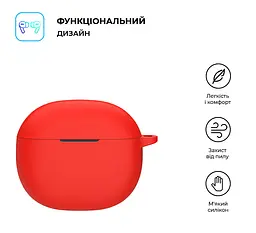 Силіконовий чохол для навушників Xiaomi Redmi Buds 4 Active, Hang Case, червоний, ультратонкий захисний кейс товщиною 2 мм, захист від подряпин, пилу та ударів, компактний, з карабіном для кріплення, ArmorStandart (ARM73541) - мініатюра 2