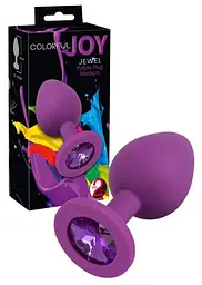 Анальна пробка з кристалом Colorful Joy Jewel Medium 8 см (фіолетовий) - мініатюра 5