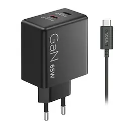 Блок живлення до ноутбуку Lenovo Dual USB-C 65W GaN Charger (40AW065BEU)