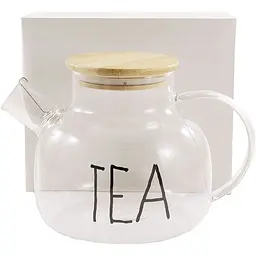 Чайник з жароміцного скла Interos Tea з бамбуковою кришкою 1000 (1000)