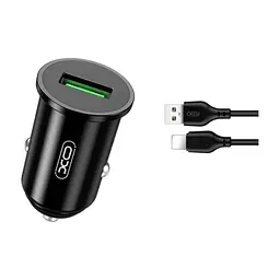 Зарядний пристрій XO USB QC3.0 18W + cable USB to Lightning black (TZ12-L-BK)
