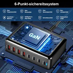 Зарядна станція ILEPO 320W багатопортова на 4 USB + 4 Type-C / мережевий мультизарядний пристрій Black (19026) - мініатюра 9