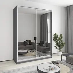 Шафа-купе дводверна MebelStar Комбо AL 2 Дзеркала 180x60x240 см Антрацит (MBS-4187)