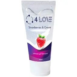 Інтимний гель-змазка 4Love Strawberry with cream на водній основі 100 мл 