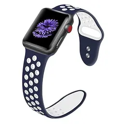 Спортивний ремінець з перфорацією Primo для Apple Watch 38 мм, 40 мм, 41 мм Dark Blue White - мініатюра 2