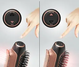Фен-щітка Rowenta Reverso Dry&Brush 2в1, 1200Вт, 3 режими, іоніз-я, хол. обдув, насадок-2, кераміка, чорний-золотистий - мініатюра 7