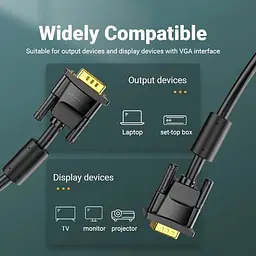Кабель VGA 15M-15M, 10.0 м, з ферритами, чорний Vention - мініатюра 9