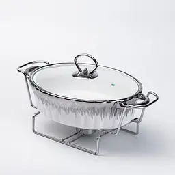 Марміт Yiwu HP1024 мармітниця з кришкою на підставці овальна 27 см x 15 см x 6 см Білий - мініатюра 5