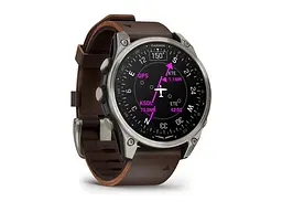 Смарт-годинник Garmin D2 Mach 2 47mm Titanium w. Oxford Brown Leather Band (010-02904-30/31) - мініатюра 8