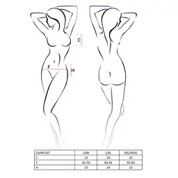 Комплект білизни під латекс Passion CAPRI SET XXL/XXXL black, міні-бікіні, стрінги, пояс для панчіх - мініатюра 3