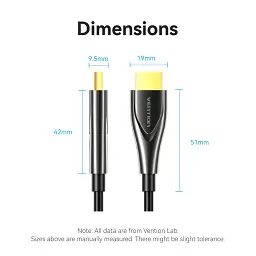 Кабель мультимедійний HDMI M to HDMI M 35.0m 4K60Hz fiber optic black Vention (ALSBU) - мініатюра 12