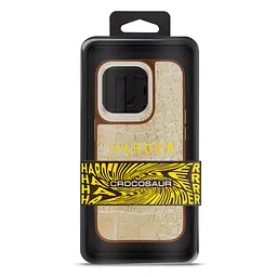 Кожаный чехол для Apple iPhone 15 Pro, Harder Crocosaur, бежевый, термополиуретан ТПУ + экокожа с текстурой крокодила, панель, защита корпуса, противоударный, микрофибра, рамка вокруг камеры, защита всего корпуса, (ARM76703) - мініатюра 3