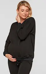 Світшот трикотажний для вагітних і мам-годувальниць oversize Liverpool розмір L-XL Lullababe Чорний - мініатюра 4