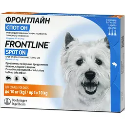 Краплі Boehringer Ingelheim Frontline Spot On від бліх та кліщів для собак 2-10 кг 2.01 мл (3 шт. х 0.67 мл) (159923) - мініатюра 2