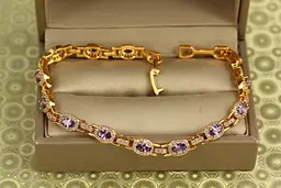 Браслет Xuping Jewelry Мозаїка з фіолетовими каменями 17 см 6 мм золотистий