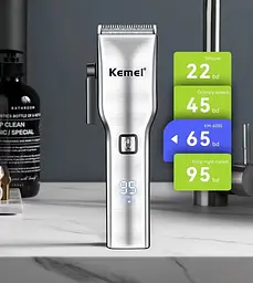 Машинка для стрижки волосся Kemei Km-6050 (Срібляста) - мініатюра 5