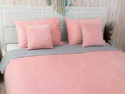 Набір VeLour покривало та 2 чохли на подушки Pink and Grey (К_994.55_Pink and Grey ромб) - мініатюра 4