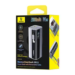 Зовнішній акумулятор Baseus EnerGeek GR11 Power Bank with Retractable Cable 20000mAh 145W Space Grey (E0027B01) - мініатюра 2