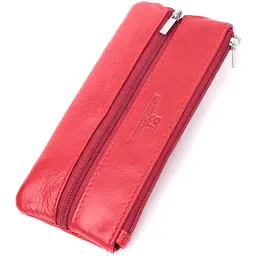 Яскрава шкіряна ключниця на блискавці ST Leather 22557 червона