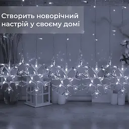 Гірлянда-штора Зірки та сніжинки розмір 3*0,9 м 10 фігур, білий GarlandoPro 1733067W - мініатюра 18