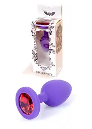Силіконова анальна пробка з кристалом Boss Jewellery Silikon 7 см (червоний) - мініатюра 2