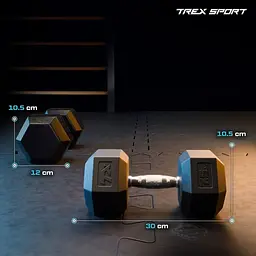 Гантеля шестигранна прогумована TX-075RD Trex Sport 7,5кг - мініатюра 2