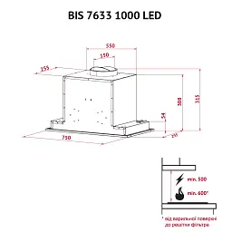 Витяжка повнобудована Perfelli BIS 7633 I 1000 LED - мініатюра 11