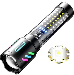 Ліхтар ручний акумуляторний COBA CB-519D Світлодіодний ручний ліхтарик із підсвіткою 5 режимів роботи з індикатором заряду Чорний - мініатюра 6
