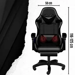 Крісло геймерське PLAYER з підставкою для ніг Black - мініатюра 8