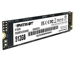 Твердотільний накопичувач SSD 512Gb, P320, PCI-E 3.0 x4, M.2 2280, 3D TLC, 3000/2200 МБ/с Patriot teh0019758 - мініатюра 4