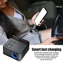Автомобільний інвертор-перетворювач AC/DC з 12В/24В на 220В/120W + LCD (екран) 3хUSB - мініатюра 9
