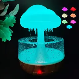 Ультразвуковий зволожувач повітря нічник Грибок з ефектом дощу MUSHROOM Cloud Rain Humidifier - мініатюра 2