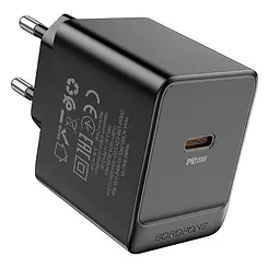 Адаптер мережевий Borofone Erudite single port charger BAS13A 1Type-C, 20W/3A, PD/QC - мініатюра 3