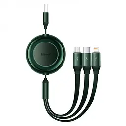 Кабель Baseus Bright Mirror 2 Series 3-in-1 Cable USB to MicroUSB+Lightning+Type-C 3.5A 1.1m CAMJ010006 Green - мініатюра 2