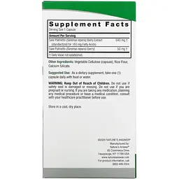 Со Пальметто Nature's Answer Saw Palmetto Standardized 690 мг 120 вегетаріанських капсул - мініатюра 3