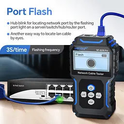 Кабельний тестер Noyafa NF-8209 pro Мережний тестер кабелю, трасошукач, PoE тестер, вимірювання довжини кабелю (19405) - мініатюра 10