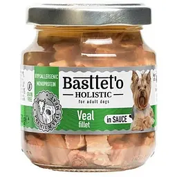 Вологий корм для собак Basttet'o Holistic шматочки філе телятини в соусі, скло, 130 г