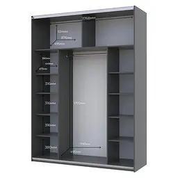 Шафа-купе Doros G-Caiser Графіт 2 Скла / 3 частини 180х60х240 (42005016) - мініатюра 4