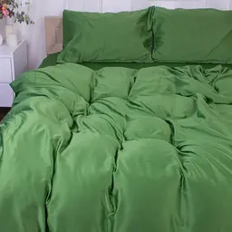 Комплект постільної білизни MirSon Salad, штучний шовк, зелений, 210х143 см - мініатюра 3