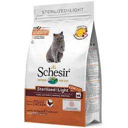 Сухий корм Schesir Cat Sterilized & Light 0.4 кг шезір лайт монопротеїновий курка для стерилізованих кішок