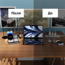 Док-станція для телефону годинника та навушників No Brand 4в1 B22-APB-20W Lightning Чорний (2884008718) - мініатюра 3