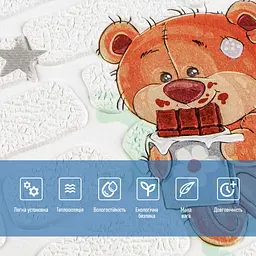 Панель стінова Sticker Wall 3D 700 x 700 x 4mm ведмедики на білому тлі D SW-00001975 - мініатюра 4
