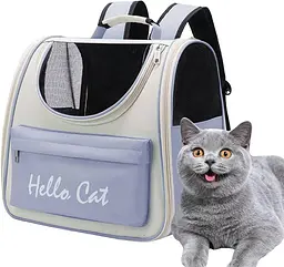Сумка-рюкзак переноска для тварин, рюкзак для собак та котів до 7,5 кг Hello Cat Сіро-Блакитний
